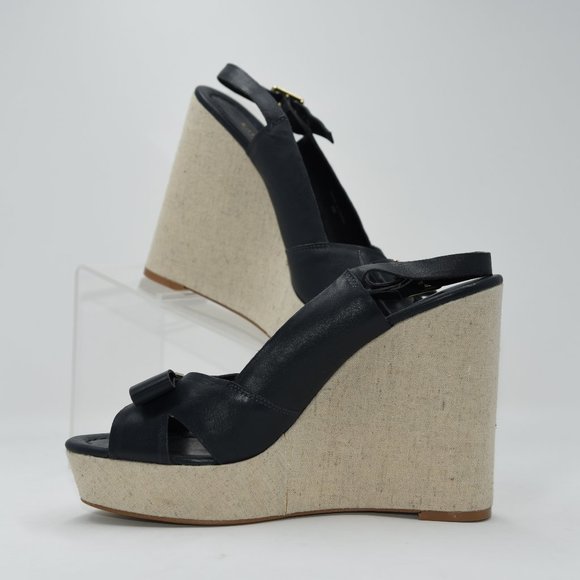 Kate Spade Blue Wooden Chuck Wedges Women 9M - Picture 1 of 5